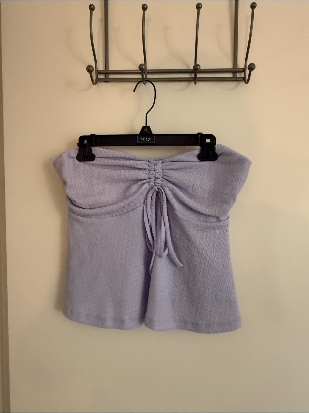 Chaps Lavender Strapless Ruched Tie-Front Camisole